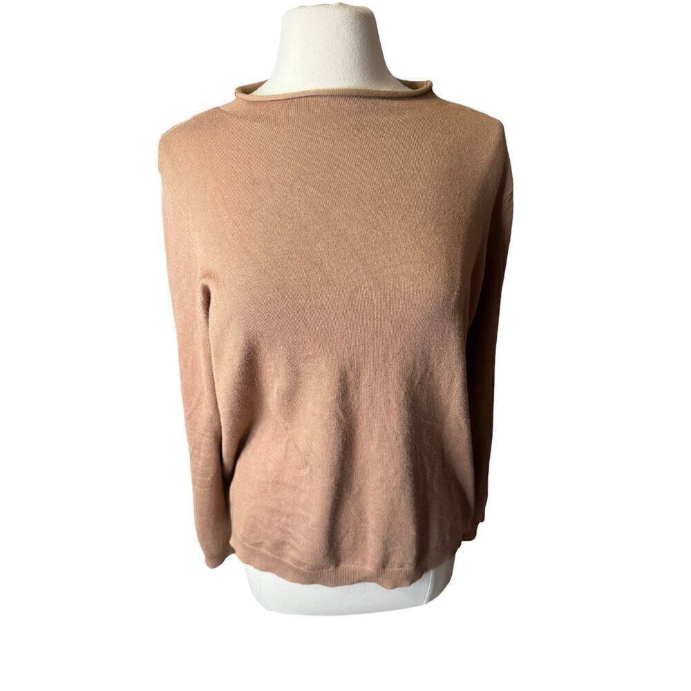 Adrianna Papell Mock Neck Sweater XL Lightweight Camel Capsule Neutral